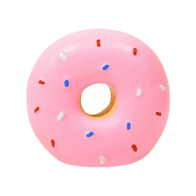 Durable Latex Donut Squeaky Chew Toy for Puppies Interactive Teething and