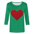 thumbnail image 5 of VKOYWKM Women's 3/4 Sleeve Tops Valentines Day Shirts Cute Heart Print T-Shirts Loose Fit Holiday Tops Spring T-Shirt Casual Crew Neck Romantic Valentine T-Shirts, 5 of 5