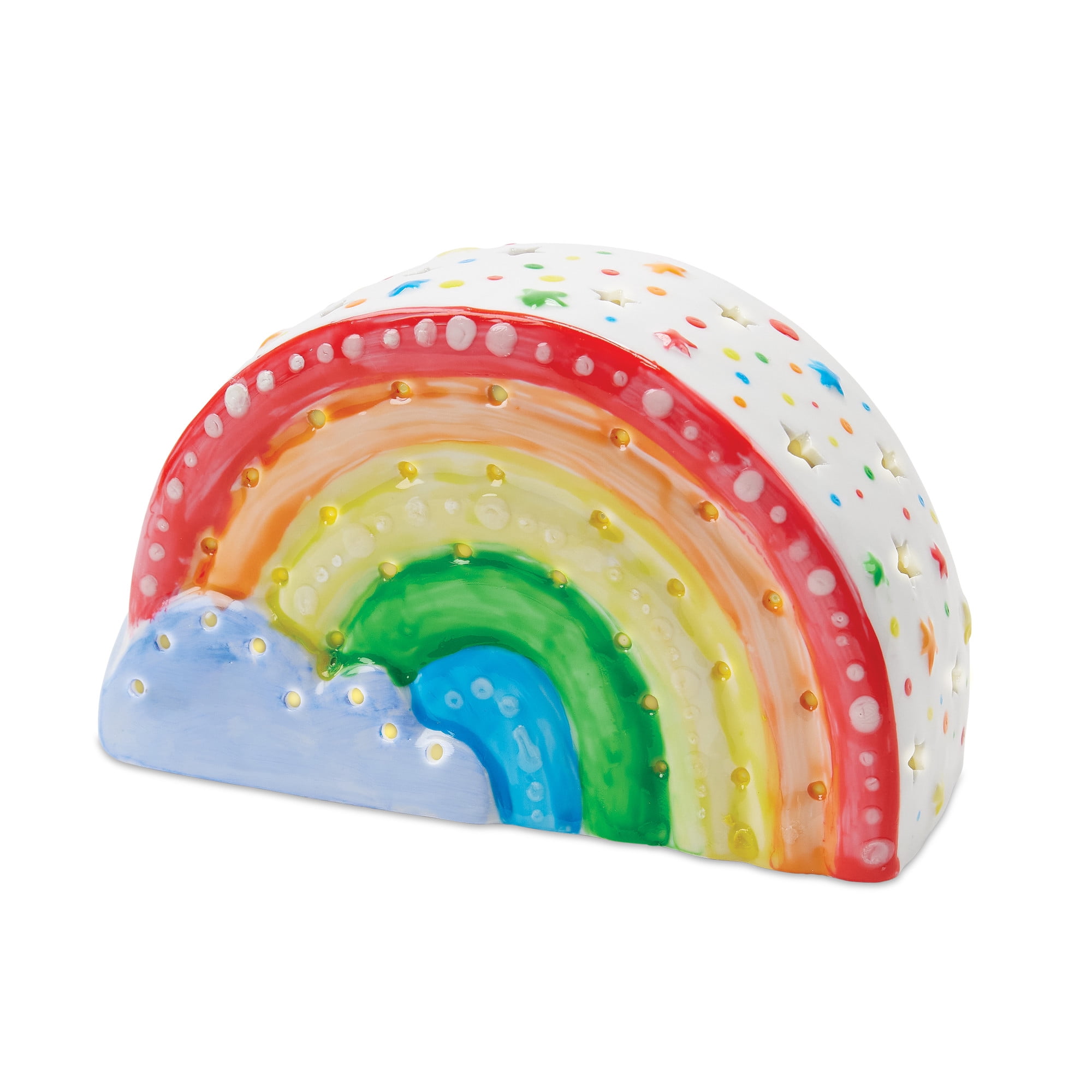 MindWare Paint Your Own Porcelain: Rainbow Décor Set with Tea Light, 12 Paints & 2 Brushes, Creative Pottery Crafts & Gift Kits for Kids Ages 8 and Up