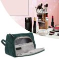 thumbnail image 2 of Cosmetic Bag Corduroy Large Capacity Handheld Portable Multi Functional Make Up Pouch for Women Girls Emerald, 2 of 5