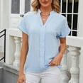 thumbnail image 4 of Luxalzxs Blouses for Women Dressy Business Casual Outfits V-Neck Short Sleeve Chiffon Blouses T-Shirts, 4 of 5