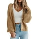 thumbnail image 1 of Suéter tipo cárdigan de punto grueso de moda de otoño e invierno para mujer, chaqueta tipo cárdigan corta holgada con botones y manga larga, 1 of 6