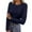 Navy, variant on Spring Tops for Women Long Sleeve Stretch Crewneck Ribbed Fitted Casual Basic Versatile Beige Tshirts for Women L