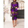 thumbnail image 4 of Vestido Mojessy Sheer Mesh para mujer, manga larga, ajustado, morado, 4 of 6
