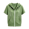 thumbnail image 5 of Mifsaly Girls Short Sleeve Hoodie Zip Up Lightweight Hooded Sweatshirt with Pockets Cozy Comfortable Back to School Casual Everyday Playwear, 5 of 5