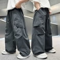 thumbnail image 2 of JSCDRPDWL Boys Girls Cargo Pants Oversized Wide Leg Parachute Pants Lightweight Quick Dry Drawstring Hiking Trousers with Pockets Loose Fit Open Bottoms, 2 of 7