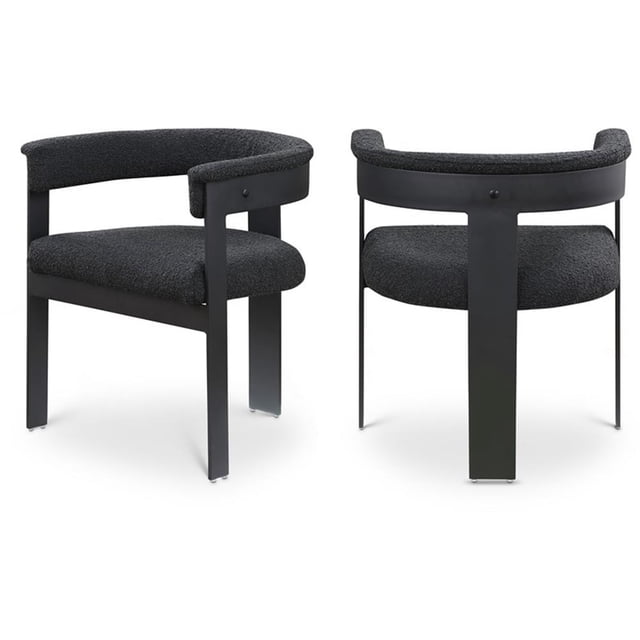 Pemberly Row Contemporary Black Boucle Fabric Dining Chair (Set of 2)