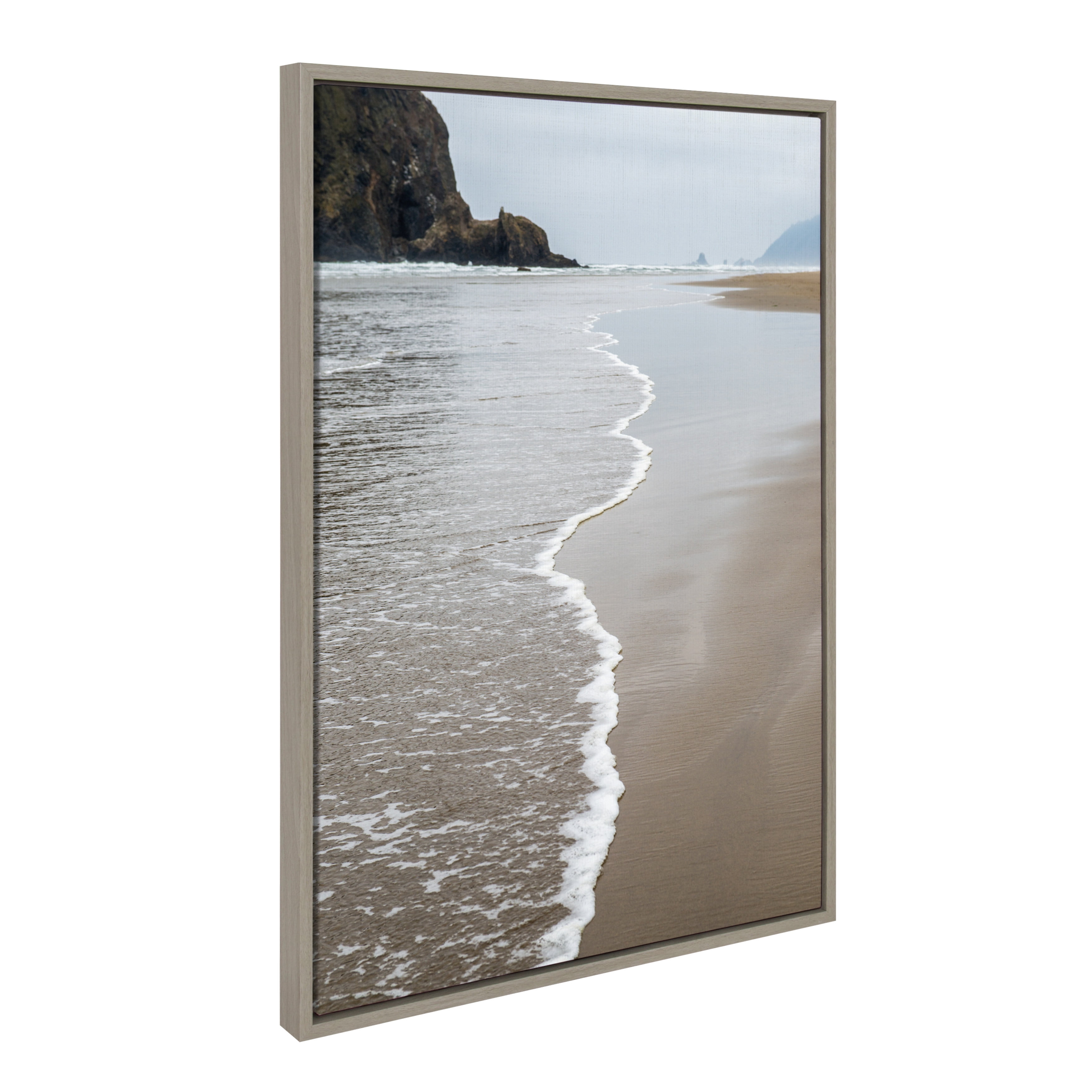 DesignOvation Sylvie Arrival Framed Canvas Wall Art By Pete Olsen, 23x33 Gray, Modern Transitional Home Decor