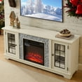 thumbnail image 4 of Sesslife Fireplace TV Stand for 65 Inch TV, Modern Media Entertainment Center Television Table with Electric Fireplace, TV Console Table with Faux Stone Surround for Living Room Bedroom, White, 4 of 11