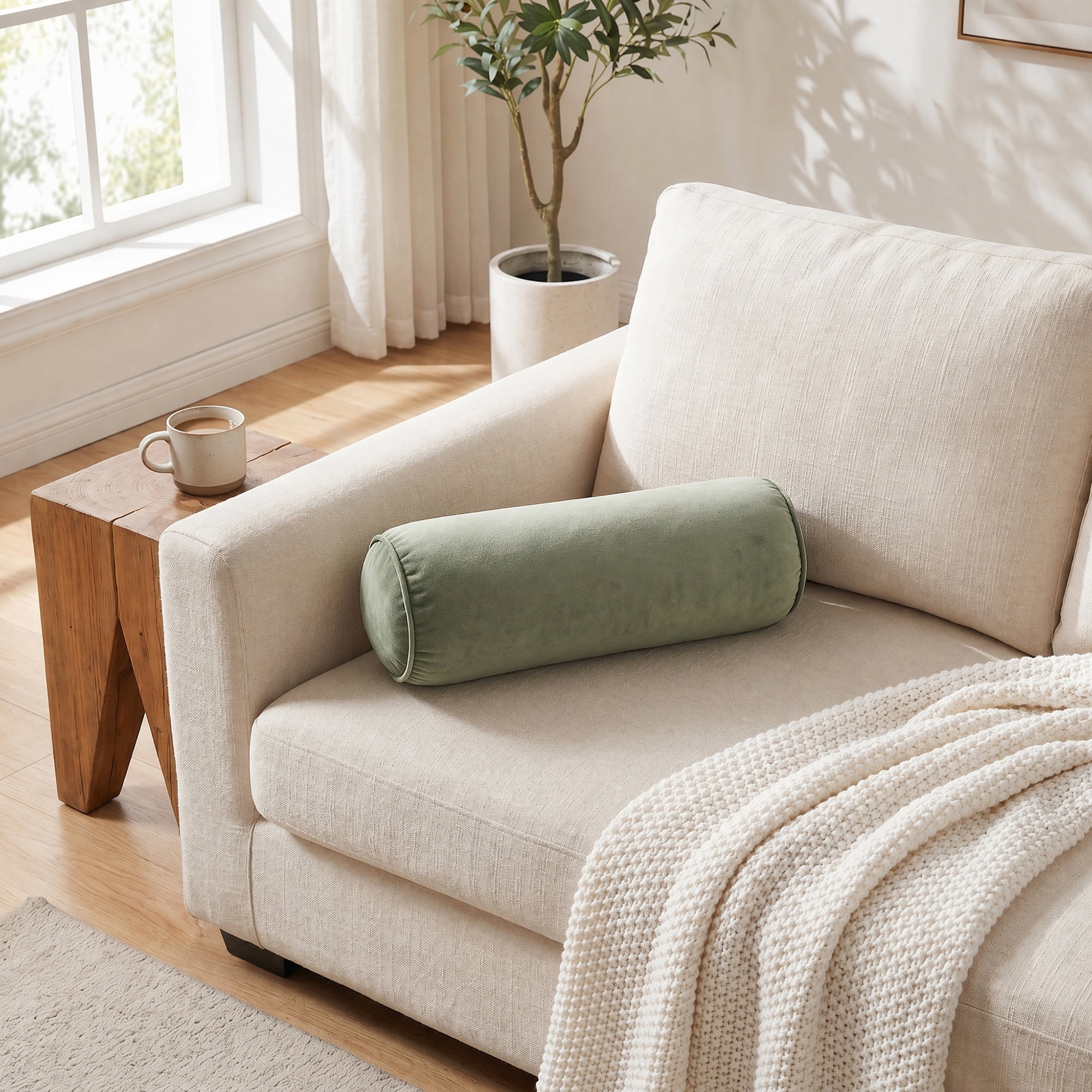 Unique Bargains Lumbar Support Wool Pillow for Back Support Matcha Green 19.7"x6.7"