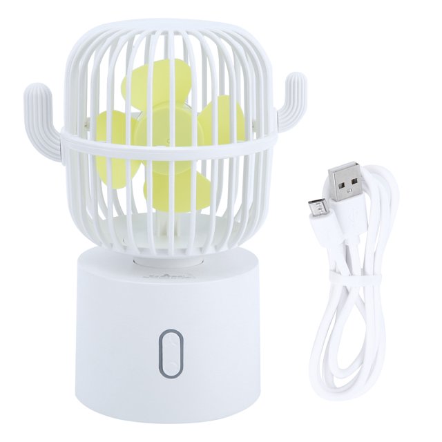 Mini ventilador de escritorio con carga USB, ventilador ajustable portátil de 3 velocidades para viajes en casa y oficina, color blanco