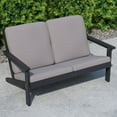 thumbnail image 3 of BizChair All-Weather Poly Resin Wood Adirondack Style Deep Seat Patio Loveseat with Cushions, Black/Charcoal, 3 of 12