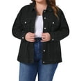 thumbnail image 1 of Chaqueta de mezclilla para mujer de tallas grandes Agnes Orinda con capucha desmontable con cordón y bolsillos, chaquetas de mezclilla 3X negra, 1 of 6