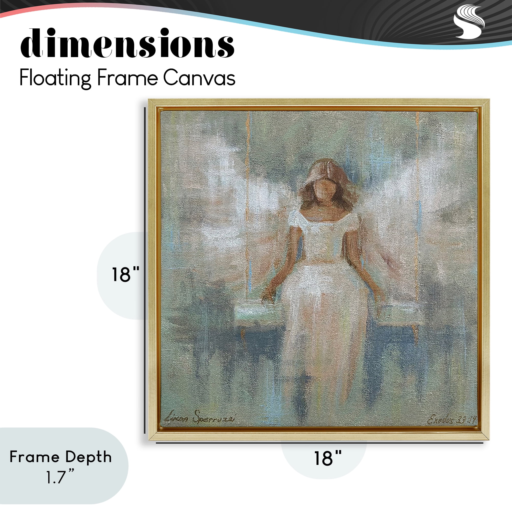 Stupell Industries Dreamlike Restful Angel Gold Framed Floater Canvas Wall Art, design by Linda Sperruzzi