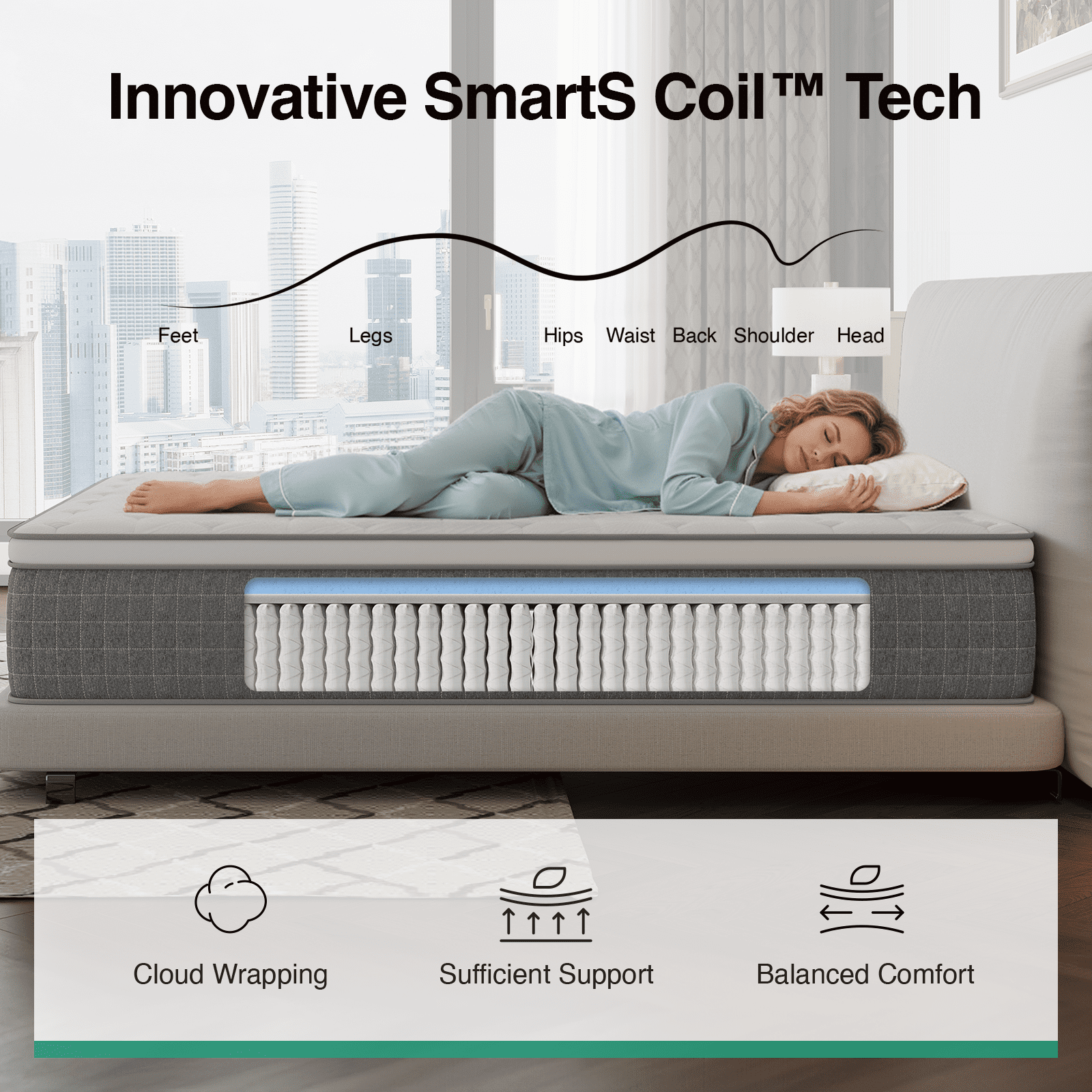 Novilla Vela 14 inch Queen Mattress, Hybrid Mattresses with Cooling Gel Memory Foam in a Box, Pressure Relief, CertiPUR-US Certified