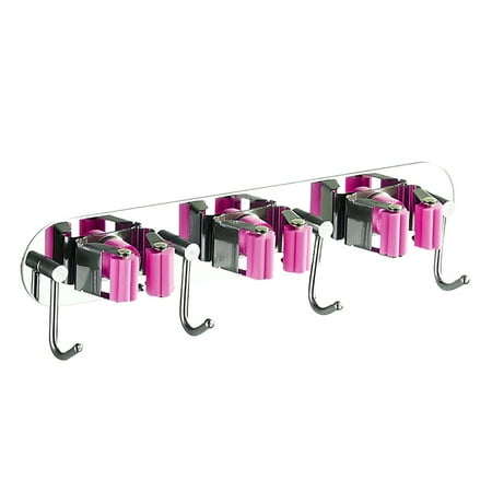 

MOKEJI Mop Holder 4/5 Hooks Wall Hanging Bathroom Balcony Mop Broom Holder Organizer Storage Rack