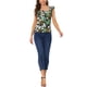 thumbnail image 2 of INSPIRAR CHIC Top de tanque con volantes de cuello cuadrado impreso tropical para mujer M Negro, 2 of 6