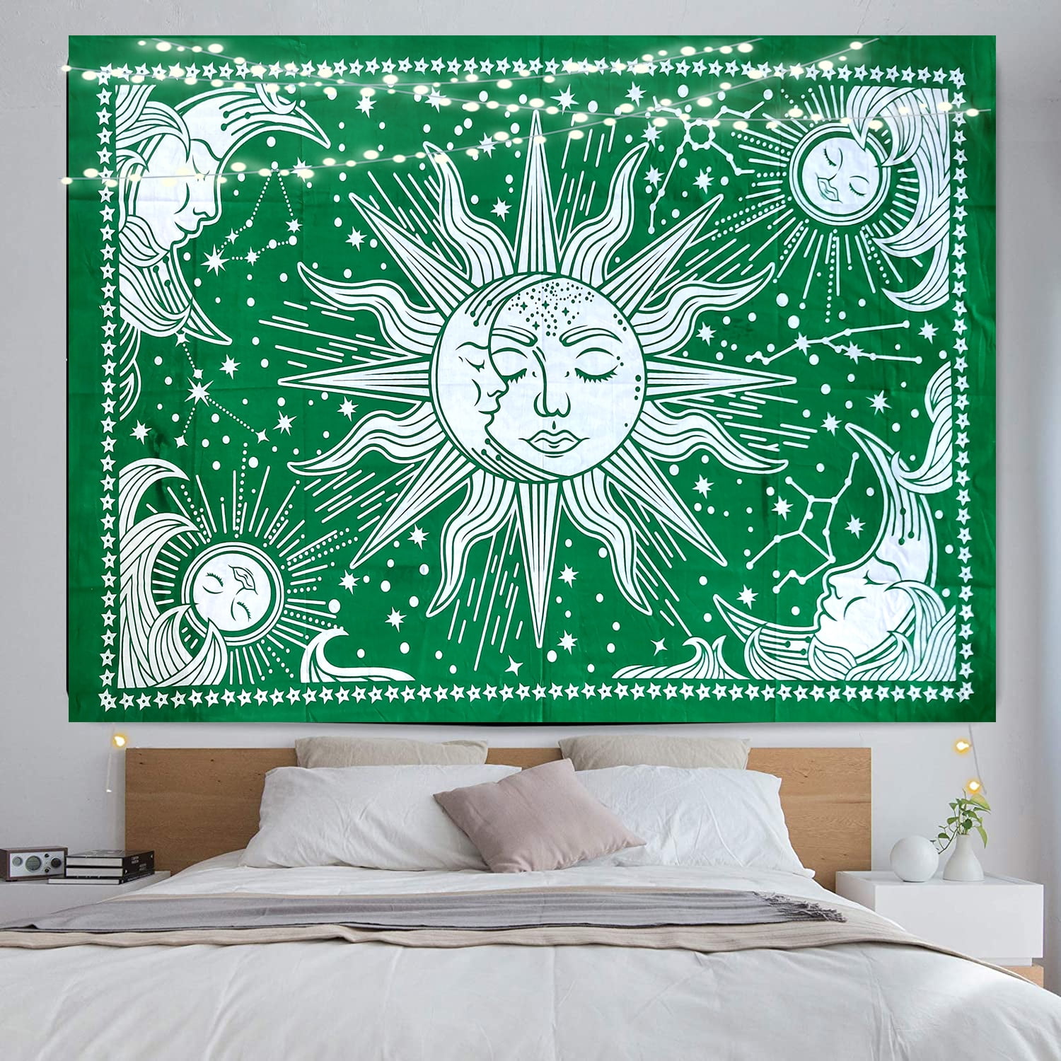 ICC Sun and Moon Tapestry Black and White Tapestries Mystic Burning Sun with Star Wall Hanging decor for Bedroom 30 x 40 Inches Walmart