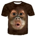 thumbnail image 5 of Reali Funny 3D Monkey Face Gorilla T-Shirt Orangutan Cosplay Short Sleeve Shirt Casual, 5 of 5