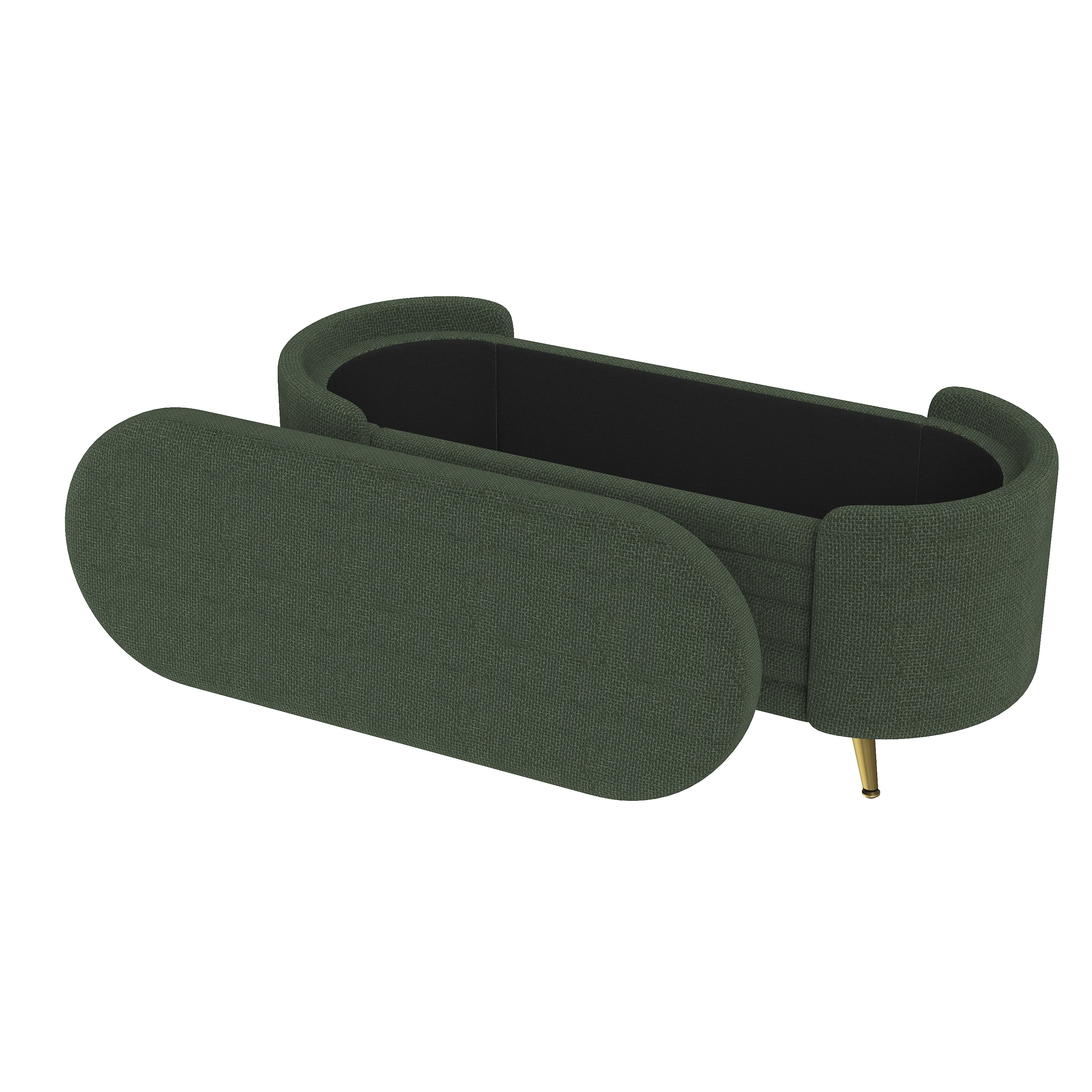 Euroco Modern Storage Ottoman Upholstered Storage Bench End of Bed Bench Entryway Shoe Bench for Living Room, Bedroom and Entryway, Green