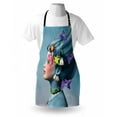 thumbnail image 3 of Mermaid Apron Woman with Underwater Themed Make Up Hairstyle Starfishes Seashells Fishes Bubbles, Unisex Kitchen Bib Apron with Adjustable Neck for Cooking Baking Gardening, Multicolor, by Ambesonne, 3 of 3