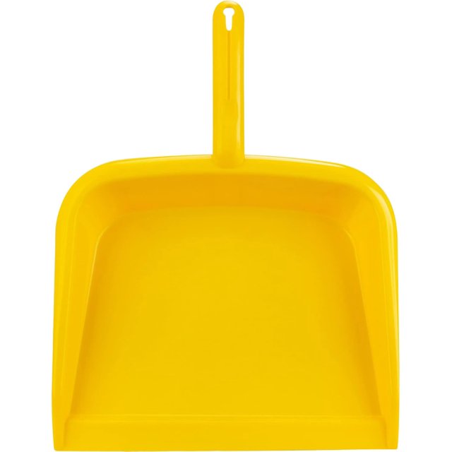 Sparta Large Handheld Dustpan with Hanging Hole, Heavy-Duty Plastic Dustpan with Wide Lip for Countertops and Surfaces, Plastic, 10 Inches, Yellow