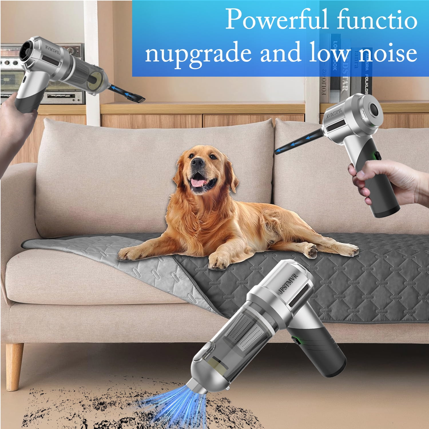 Car Vacuum Cleaner, 18000PA Vacuum Portable Cordless, 4 in 1 Air Duster with LED Light and Multi-Nozzles, 120W High Power Rechargeable Foldable Vacuum Cleaner for Home, Office, Pet