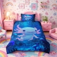 thumbnail image 2 of Meiyoeat Ocean Salamander Twin Duvet Cover, Cute Underwater World Twin Bedding, Blue Pink,2pcs,No Comforter,Navy Blue Reversible, 2 of 5