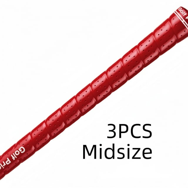 Set of 13 Rubber Golf Grips, Standard Midsize, Featuring a Comfortable, Durable, And Non-Slip Design. 3PCS Red Midsize
