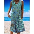thumbnail image 3 of Women's Paisley Print Sleeveless Mini Dress with Pockets, 3 of 5