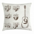 thumbnail image 1 of Guitar Throw Pillow Cushion Cover, Sketch Art Style Instrument and Chords Acoustic Flamenco Technique Skill Talent, Decorative Square Accent Pillow Case, 16 X 16 Inches, Cream Brown, by Ambesonne, 1 of 2