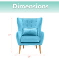 thumbnail image 3 of Critter Sitters Teen Chair Wingback Accent Chair with Lumbar Pillow Faux Velvet with Wooden Legs Teal, 3 of 10