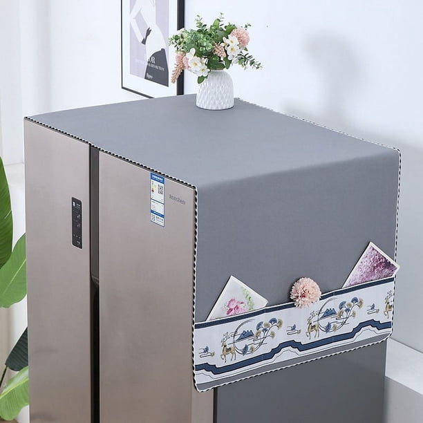 Nvzi 1 pieza cubierta antipolvo para refrigerador de doble puerta cubierta de tela para puerta simple lavadora horno microondas a prueba de aceite cubierta antipolvo impermeable 170 * 60 cm (gris)