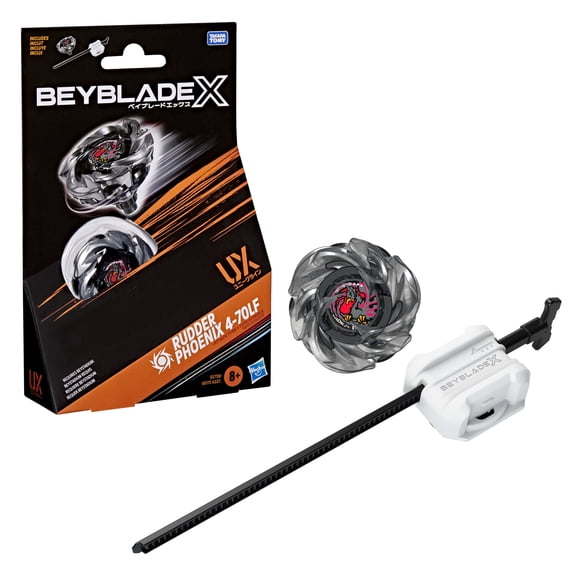 Beyblade X Rudder Phoenix 4-70LF UX Starter pack Set with Attack Type Top & Launcher, Multicolor, Ages 8 