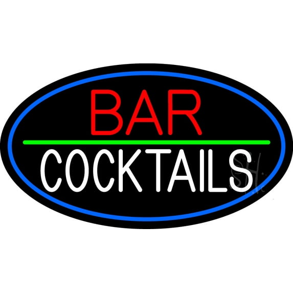Red Bar Cocktail LED Neon Sign 13 x 24 - inches, Clear Edge Cut Acrylic Backing, with Dimmer - Bright and Premium built indoor LED Neon Sign for Bar decor.