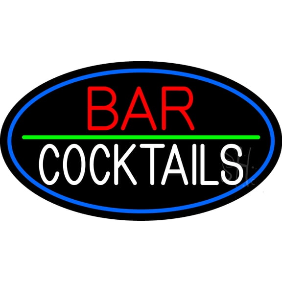 Red Bar Cocktail LED Neon Sign 20 x 37 - inches, Clear Edge Cut Acrylic Backing, with Dimmer - Bright and Premium built indoor LED Neon Sign for Bar decor.