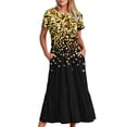 thumbnail image 1 of Robe à Manches Courtes Imprimée pour Femme, Robe Décontractée à Col Rond avec Motif Intégral, Robe Légère en Polyester Lavable à la Machine pour Usage Quotidien, 1 of 5