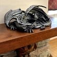 thumbnail image 5 of Zeckos Metallic Black Somasaurus Gothic Sleeping Dragon Resin Statue 12 inch, 5 of 11