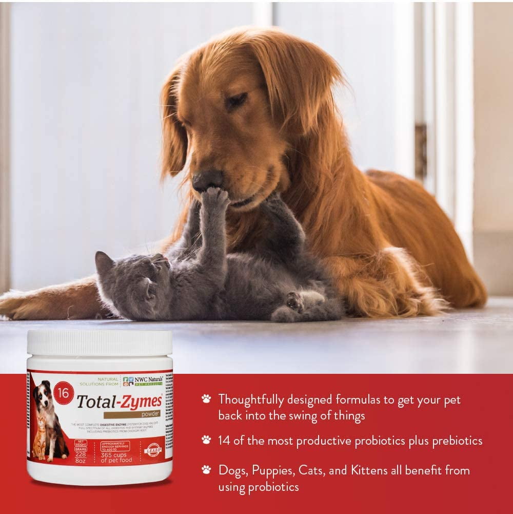 NWC Naturals- Total-Zymes - Enzymes for Canines and Felines - Treats 100 Cups of Pet Food (Vegetarian Formula)