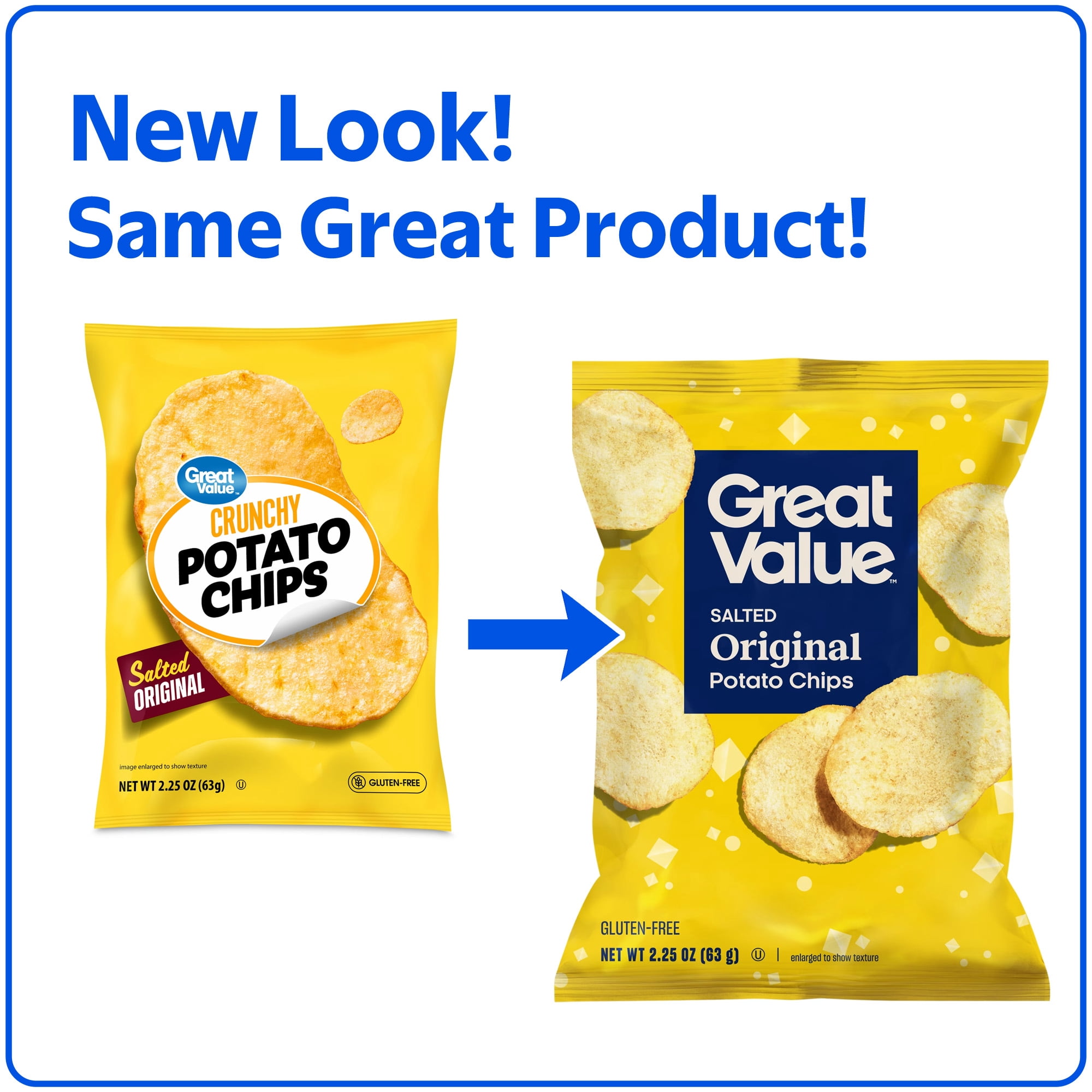 Great Value Original Potato Chips, 2.25 oz