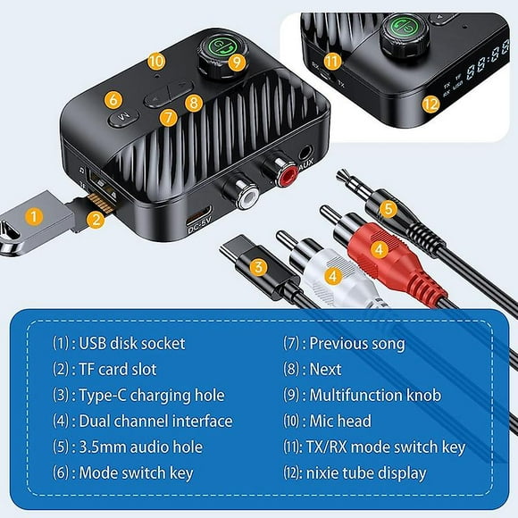 Bluetooth 5.3 Transmitter Receiver Tv Bluetooth Transmitter Wireless Handsfree Music Audio Adapter For TV Car