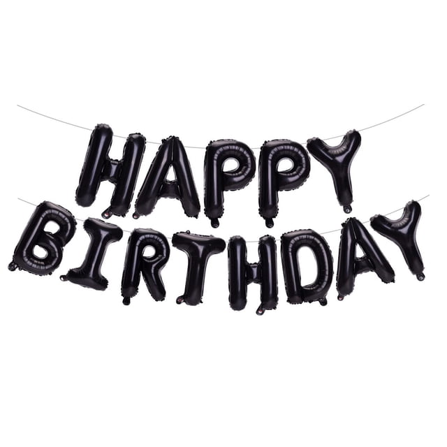 Pancarta con globos de cumpleaños PIGETALE, color negro, 40 cm