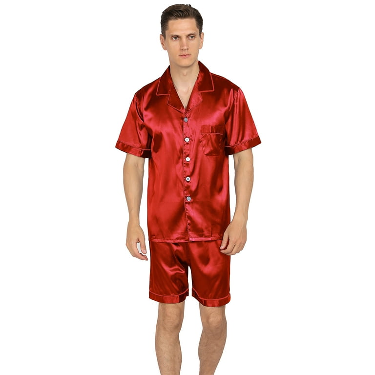 YIMANIE Mens Satin Pajamas Set Classic Sleepwear Loungewear