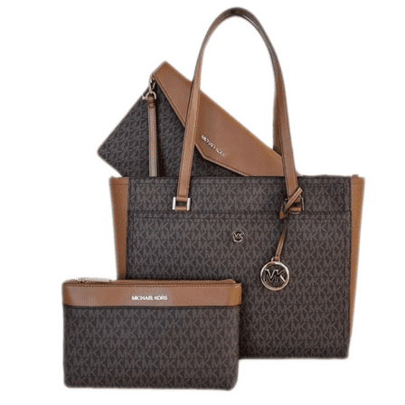 MICHAEL KORS Womens Maisie 3 In 1 Bundle Large Top Zip Tote Crossbody Pouch Wristlet