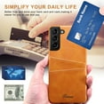 thumbnail image 2 of Dteck For Samsung Galaxy S22 Plus,Luxury Leather Card Holder Hard Back Lightweight Retro Slim Case Cover for Galaxy S22+ 5G,Brown, 2 of 5