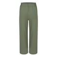 thumbnail image 4 of yunLCZ Wide Leg Pants Woman Womens Linen Pants Casual Loose Wide Leg Pants For Women Elastic Waist Palazzo Pants Trousers With Pockets Business Work Casual Pants, 4 of 4