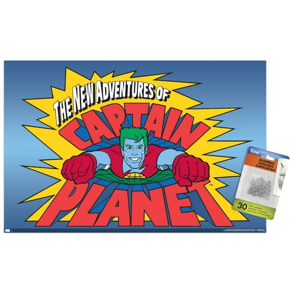 Captain Planet and The Planeteers - Logo Wall Poster with Pushpins, 14.725" x 22.375"