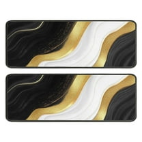 Kitchen Rugs Sets Of 2,Black White Gold Marble Pattern Anti Fatigue Kitchen Mat Rugs Non Slip Washable,Decorative Kitchen Floor Mats for Kitchen,Sink,Laundry,17"x47" 17"x47"