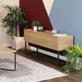 thumbnail image 6 of Sunnydaze Industrial Pull-Down Front Panel MDP Console Table, Brown, 6 of 11