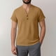thumbnail image 3 of Ceisia Men's Casual Cotton Linen Blend V-Neck Button Short Sleeve Henley Top Yellow XXL Gifts, 3 of 8